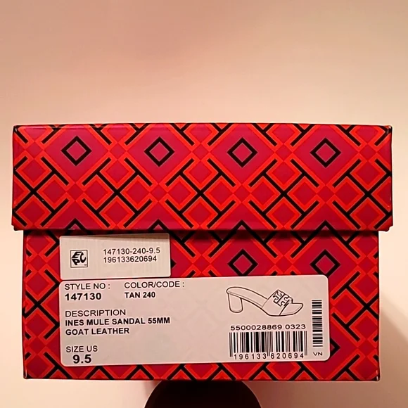 NWT Tory Burch Ines Mule Heeled Sandal 55 MM, Goat Leather, Size 9.5 - Picture 10 of 10